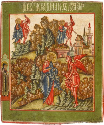 Picture SELTENE IKONE MIT DER VERSUCHUNG CHRISTI IN DER WÜSTE