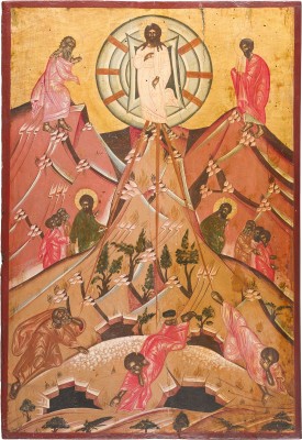 Auction 156<br>MONUMENTALE IKONE MIT DER VERKLÄRUNG CHRISTI AUS EINER KIRCHEN-IKONOSTASE