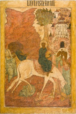 Picture MONUMENTALE IKONE MIT DEM EINZUG NACH JERUSALEM AUS EINER KIRCHEN-IKONOSTASE