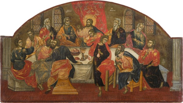 Auction 156<br>GROSSFORMATIGE UND SELTENE IKONE MIT DEM LETZTEN ABENDMAHL AUS EINER KIRCHEN-IKONOSTASE