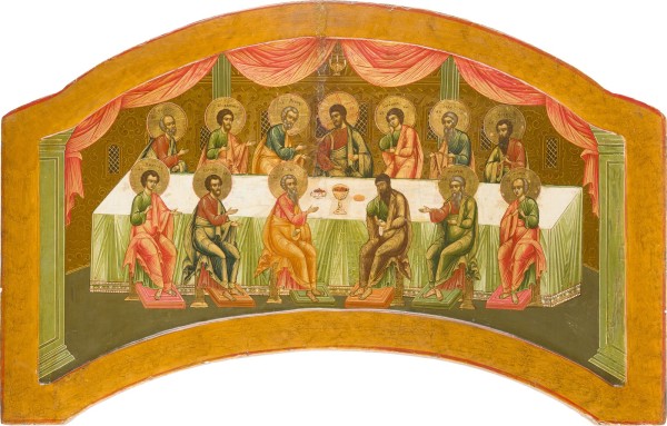 Auction 156<br>GROSSFORMATIGE IKONE MIT DEM LETZTEN ABENDMAHL AUS EINER KIRCHEN-IKONOSTASE