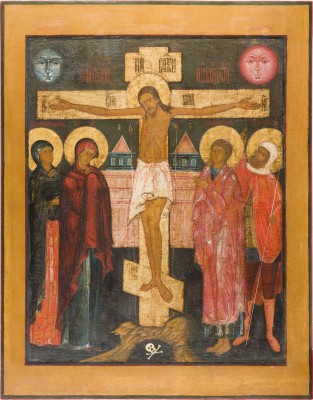 Auction 156<br>MONUMENTALE IKONE MIT DER KREUZIGUNG CHRISTI AUS EINER KIRCHEN-IKONOSTASE