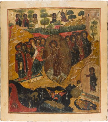 Picture MONUMENTALE IKONE MIT DER HÖLLENFAHRT CHRISTI UND DER BEFREIUNG DER VORVÄTER AUS DEM HADES AUS EINER KIRCHEN-IKONOSTASE