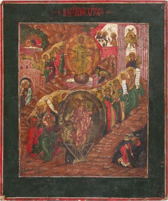 Auktion 156<br>FEINE IKONE MIT DER HÖLLENFAHRT UND AUFERSTEHUNG CHRISTI