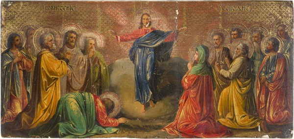 Bild GROSSE IKONE MIT DER HIMMELFAHRT AUS EINER KIRCHEN-IKONOSTASE