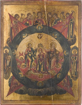 Auction 156<br>SEHR FEINE IKONE MIT DER KRÖNUNG DER GOTTESMUTTER