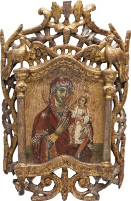 Picture IKONE MIT DER GOTTESMUTTER HODOGETRIA MIT GESCHNITZTEM RAHMEN