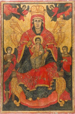 Auktion 156<br>MONUMENTALE IKONE MIT DER THRONENDEN GOTTESMUTTER