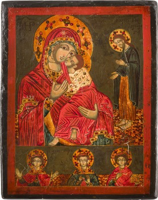 Bild ZWEIFELDER-IKONE MIT DER GOTTESMUTTER ELEUSA UND AUSGEWÄHLTEN HEILIGEN
