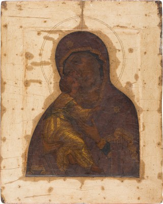 Auktion 156<br>MUSEALE IKONE MIT DER GOTTESMUTTER VON WLADIMIR (WLADIMIRSKAJA)