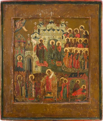 Bild FEINE IKONE MIT DEM SCHLEIERWUNDER DER GOTTESMUTTER (POKROW)