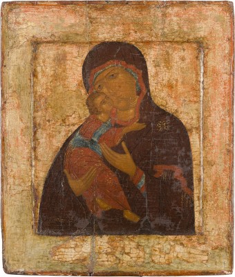 Bild SEHR FEINE IKONE MIT DER GOTTESMUTTER VON WLADIMIR (WLADIMIRSKAJA)