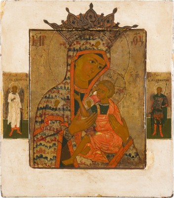 Bild SEHR FEINE IKONE MIT DER GOTTESMUTTER 'O VSEPETAJA MATI' (OH DU VON ALLEN GEPRIESENE MUTTER)