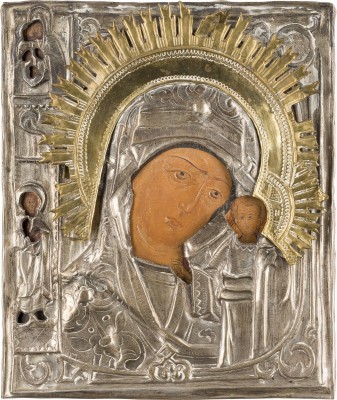 Bild KLEINE IKONE MIT DER GOTTESMUTTER VON KASAN (KASANSKAJA) MIT OKLAD