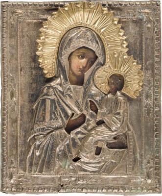 Picture IKONE MIT DER GOTTESMUTTER VON TICHWIN (TICHWINSKAJA) MIT OKLAD