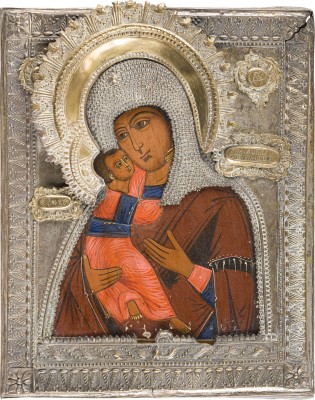 Bild IKONE MIT DER GOTTESMUTTER VON WLADIMIR (WLADIMIRSKAJA) MIT RIZA