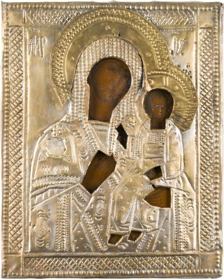 Bild KLEINE IKONE MIT DER GOTTESMUTTER VON SMOLENSK (SMOLENSKAJA) MIT OKLAD