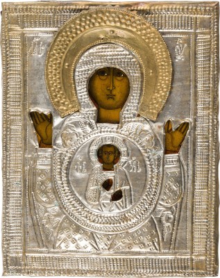 Bild KLEINE IKONE MIT DER GOTTESMUTTER DES ZEICHENS (ZNAMENIE) MIT OKLAD