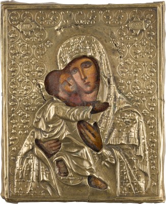Bild KLEINE IKONE MIT DER GOTTESMUTTER VON WLADIMIR (WLADIMIRSKAJA) MIT OKLAD