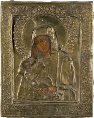 Bild KLEINE IKONE MIT DER GOTTESMUTTER 'LINDERE MEINEN KUMMER' MIT OKLAD