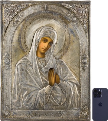 Auction 156<br>GROSSFORMATIGE UND SELTENE IKONE MIT DER GOTTESMUTTER 'UMILENIE' MIT VERMEIL-OKLAD
