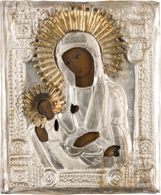 Bild IKONE MIT DER GOTTESMUTTER 'LINDERE MEINEN KUMMER' MIT OKLAD