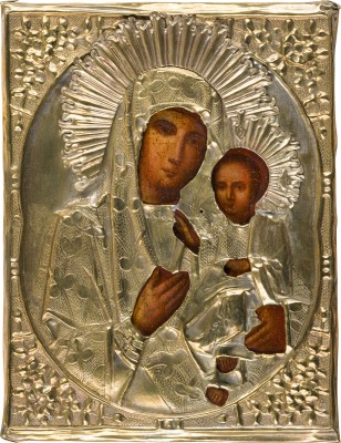 Picture KLEINE IKONE MIT DER GOTTESMUTTER 'IWERSKAJA' MIT OKLAD