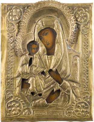 Picture KLEINE IKONE MIT DER DREIHÄNDIGEN GOTTESMUTTER (TRICHEIROUSA) MIT OKLAD