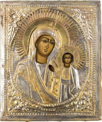 Bild IKONE MIT DER GOTTESMUTTER VON KASAN (KASANSKAJA) MIT OKLAD
