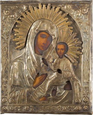 Picture IKONE MIT DER GOTTESMUTTER VON TICHWIN (TICHWINSKAJA) MIT OKLAD