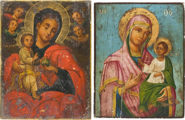 Auktion 156<br>ZWEI IKONEN MIT GNADENBILDERN DER GOTTESMUTTER