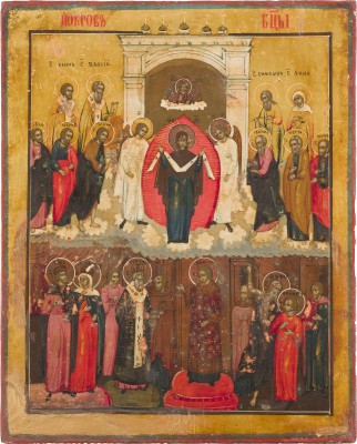 Bild KLEINE IKONE MIT DER GOTTESMUTTER POKROW (SCHLEIERWUNDER)