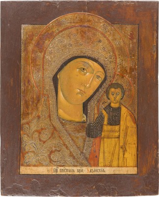 Auction 156<br>ZWEI IKONEN: GOTTESMUTTER VON KASAN (KASANSKAJA) UND FESTTAGSIKONE