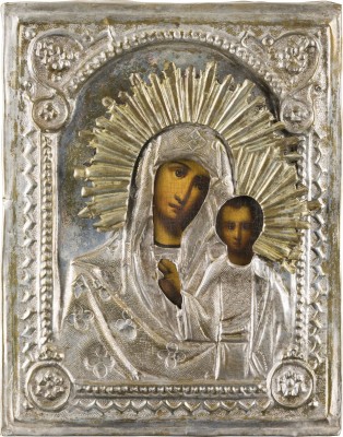 Picture KLEINE IKONE MIT DER GOTTESMUTTER VON KASAN (KASANSKAJA) MIT OKLAD