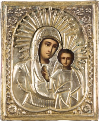 Bild KLEINE IKONE MIT DER GOTTESMUTTER VON KASAN (KASANSKAJA) MIT OKLAD