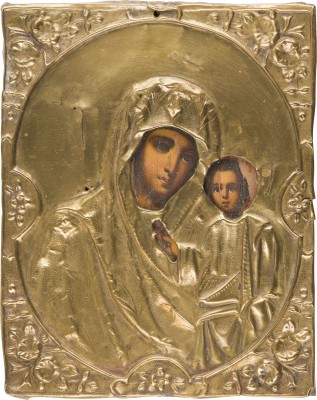 Bild KLEINE IKONE MIT DER GOTTESMUTTER VON KASAN (KASANSKAJA) MIT OKLAD
