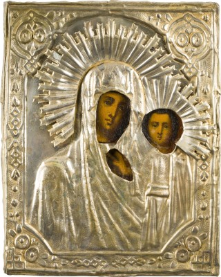 Bild KLEINE IKONE MIT DER GOTTESMUTTER VON KASAN (KASANSKAJA) MIT OKLAD