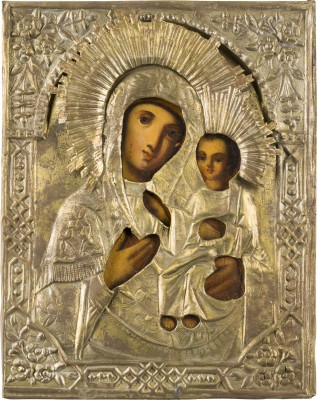 Picture KLEINE IKONE MIT DER GOTTESMUTTER 'IWERSKAJA' MIT OKLAD