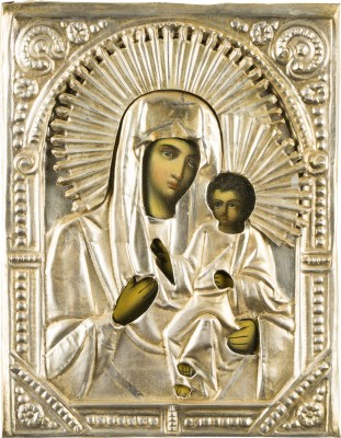 Picture KLEINE IKONE MIT DER GOTTESMUTTER 'IWERSKAJA' MIT OKLAD