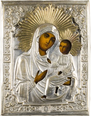 Bild KLEINE IKONE MIT DER GOTTESMUTTER VON TICHWIN (TICHWINSKAJA) MIT OKLAD