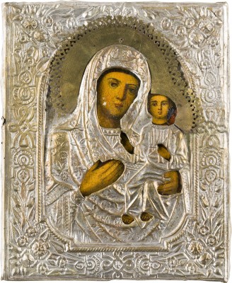 Bild KLEINE IKONE MIT DER GOTTESMUTTER VON SMOLENSK (SMOLENSKAJA) MIT OKLAD