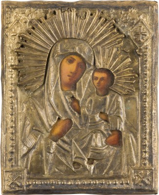 Picture KLEINE IKONE MIT DER GOTTESMUTTER 'IWERSKAJA' MIT OKLAD