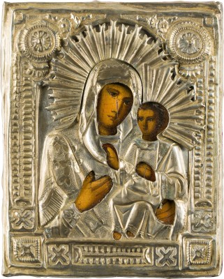 Picture KLEINE IKONE MIT DER GOTTESMUTTER 'IWERSKAJA' MIT OKLAD