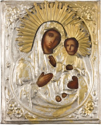 Picture KLEINE IKONE MIT DER GOTTESMUTTER 'IWERSKAJA' MIT OKLAD