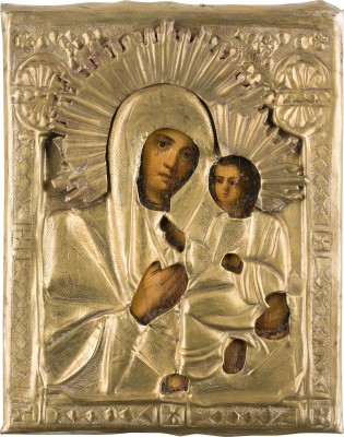 Bild KLEINE IKONE MIT DER GOTTESMUTTER VON TICHWIN (TICHWINSKAJA) MIT OKLAD