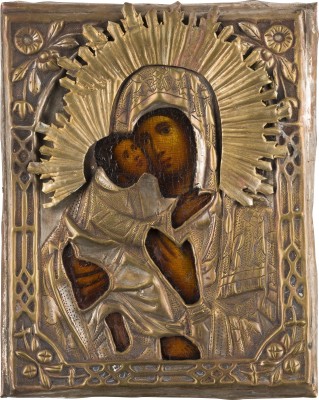 Picture KLEINE IKONE MIT DER GOTTESMUTTER VON WLADIMIR (WLADIMIRSKAJA) MIT OKLAD
