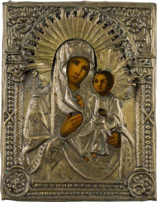 Picture KLEINE IKONE MIT DER GOTTESMUTTER 'IWERSKAJA' MIT OKLAD