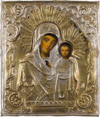 Bild IKONE MIT DER GOTTESMUTTER VON KASAN (KASANSKAJA) MIT OKLAD