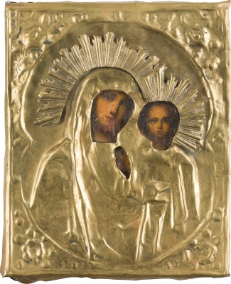 Picture KLEINE IKONE MIT DER GOTTESMUTTER VON KASAN (KASANSKAJA) MIT OKLAD