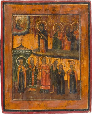 Picture IKONE MIT DER GOTTESMUTTER POKROW (SCHLEIERWUNDER)